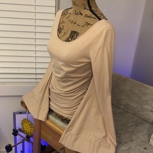 Boston Proper bell Sleeve Top In Beautiful Pale PinkRouched Sides